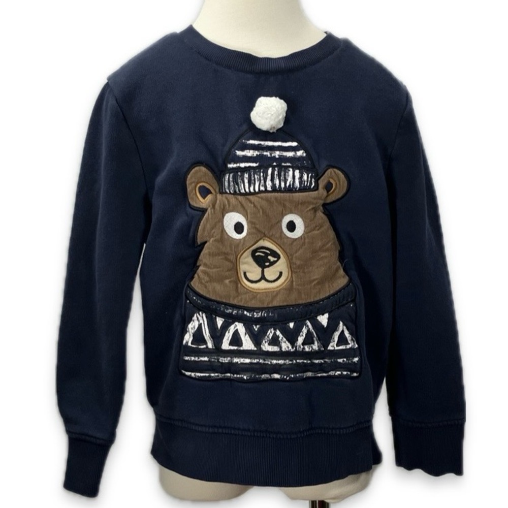 C&A Navy Blue Bear Graphic Kids Sweatshirt size 6/7